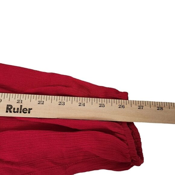 Torrid Blouse 1X Red Crinkle Gauze Crochet Detail Top‎ Longsleeve Casual - Picture 12 of 12